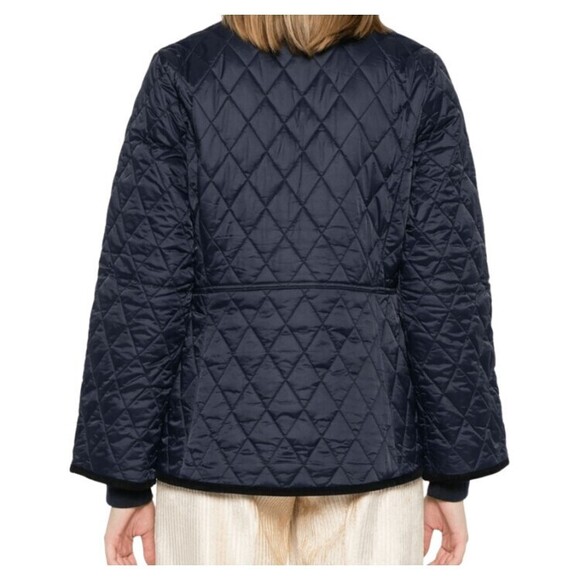 Barbour Quilted Blue Jacket With Diamond Pattern And Velvet Accents - NWT - Picture 2 of 3